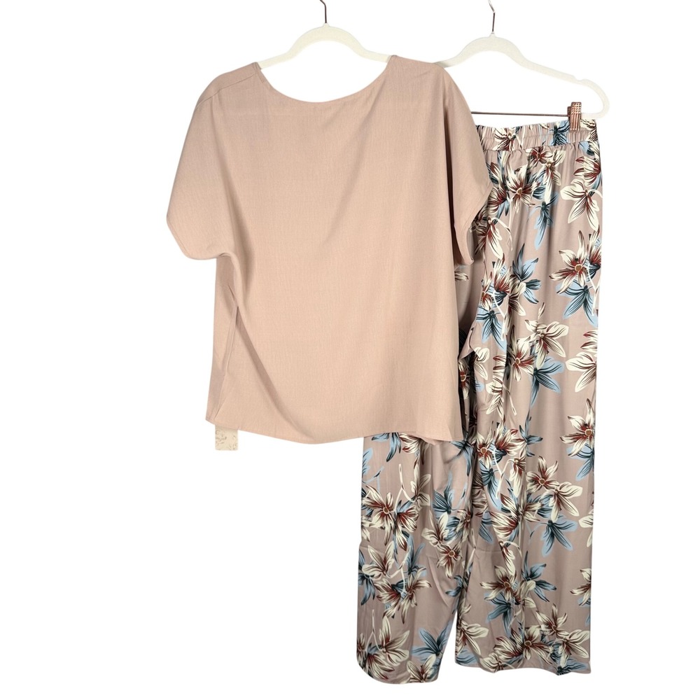 Lot of 3 Outfits Emery Rose Large Pull On Wide Leg Pants Blouse Geometric Floral - Picture 8 of 15